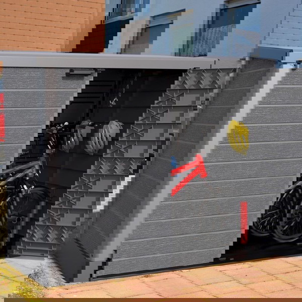 Πλαστική Αποθήκη Κήπου Dark Grey με Διπλή Πόρτα Μ1.45 x Π0.825 x Υ1.25m