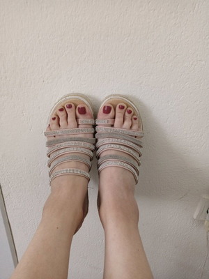 Slippers with silver rhinestones size 40 like new