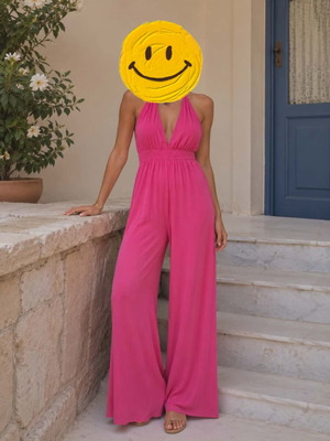 Pink jumpsuit like new, one size