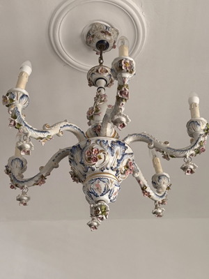 Capodimonte ceiling light handmade porcelain like new