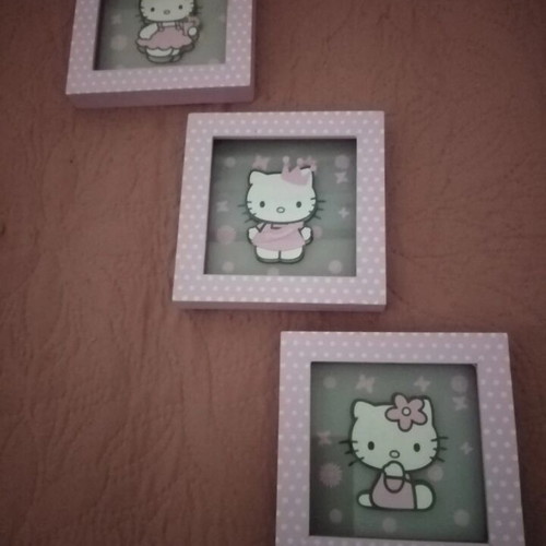 Hello Kitty decorative frames set of 3 with glass, new