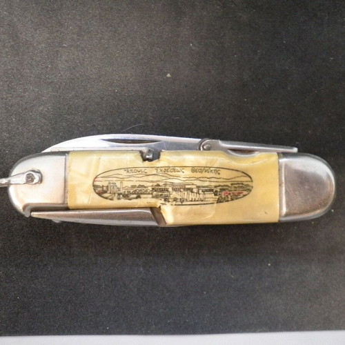 Antique prewar commemorative Flosi pocket knife "International Thessaloniki Fair" used
