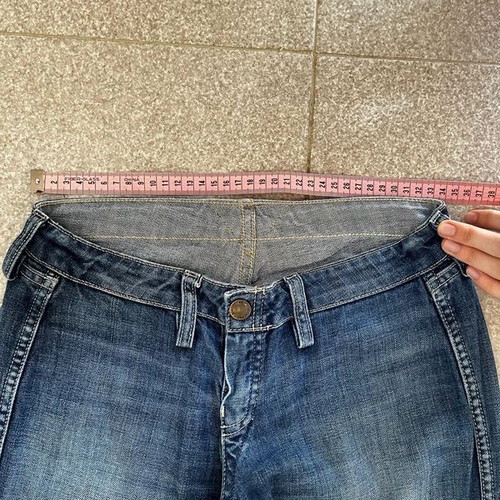 Ultra Low Waist Y2K Meltin' Pot Vintage Bootcut Jeans used, blue turquoise