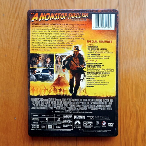 Indiana Jones and The Kingdom of the Crystal Skull Steelbook DVD μεταχειρισμένο με ελληνικούς υπότιτλους