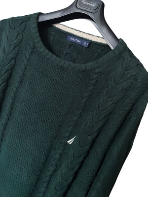 Nautica Forest Green knitted sweater men's used, XXL-XL