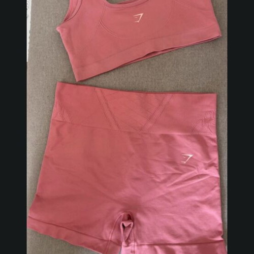 Gymshark pink gym set with sports bra and shorts