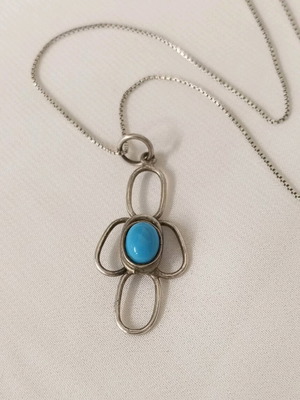 Silver necklace 925 with turquoise bead vintage, like new