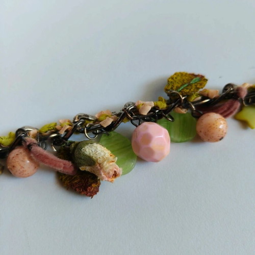 Handmade romantic bracelet like new with vintage charms