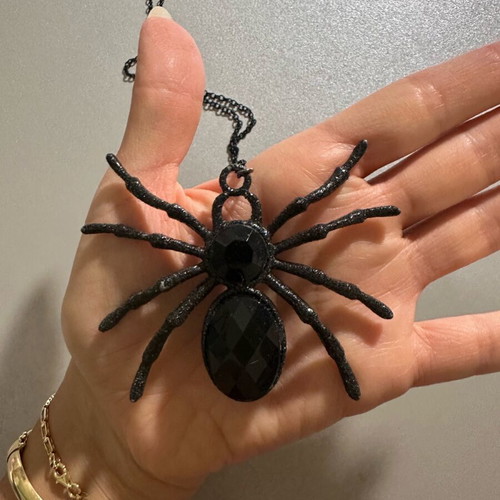 Long necklace with spider like new, black
