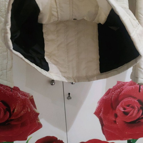 Girls' quilted jacket like new, cream and beige
