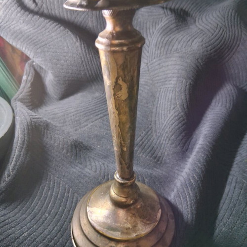 Vintage candlestick used, 25 cm, sturdy