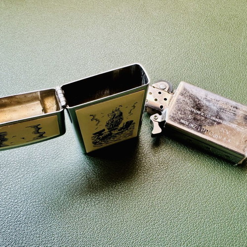 Zippo Slim Scrimshaw Ship lighter, 1999