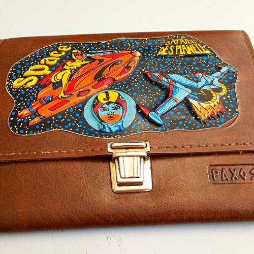 Vintage 80's Greek Leather Cassette Case Paxos Battle of the Planets like new