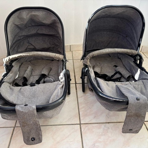 Hauk Atlantic Twin Melange Grey stroller like new for twins