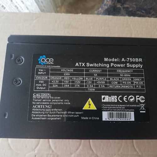 ACE A-750BR 750W computer power supply like new