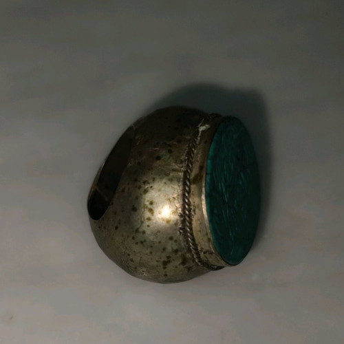 Turquoise tribal ring used, silver base