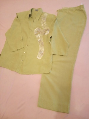 Vintage λινό σύνολο Perla Fashion σαν καινούργιο, νούμερο 54 με παγιέτες