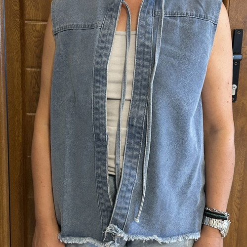 Trendyol sleeveless jean jacket, size L, blue