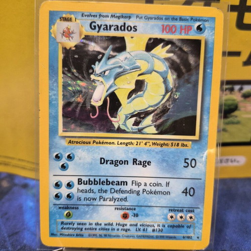 Pokemon Gyarados 6/102 Holo Rare Base Set 1999 used, LP condition