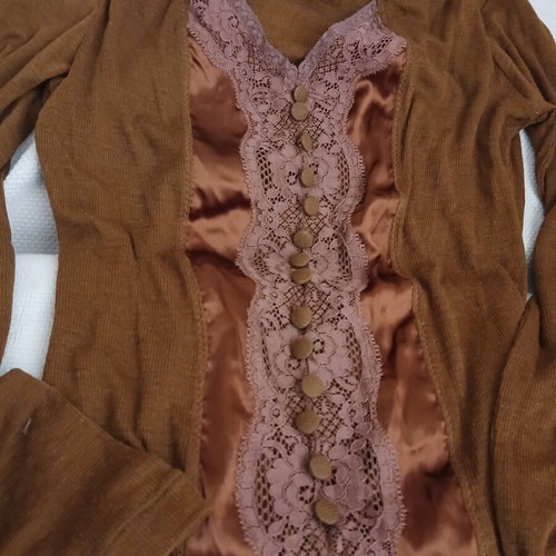 Dolce & Gabbana long-sleeve wool and silk top with lace