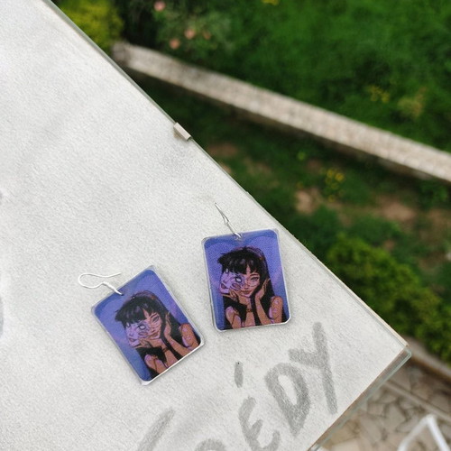 Tomie Anime Handmade Earrings with Silver Clasp