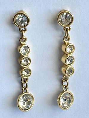 Vintage σκουλαρίκια Swarovski style με κρυστάλλινες σταγόνες και χρυσό τόνο