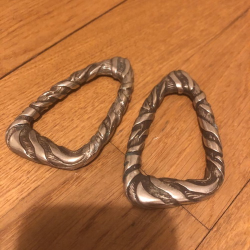 Roberto Cavalli vintage metal bag rings, silver effect, 2 pcs