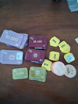 Poker chips used, 50 pieces in drachmas