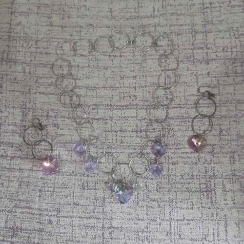 Jewelry set used with purple stones necklace and earrings