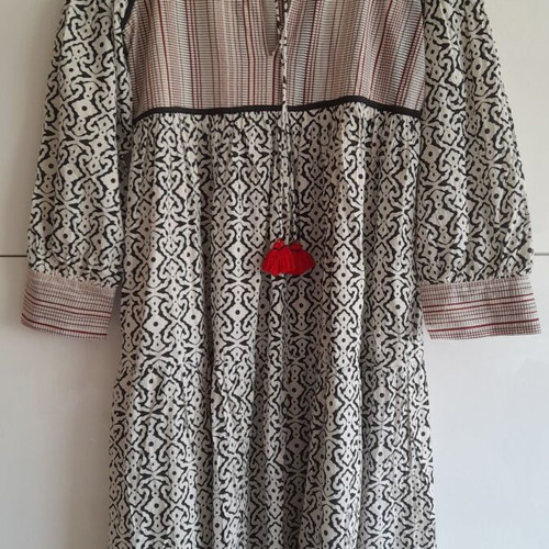 Summer dress caftan Dream used, cotton, size S, black and white