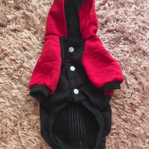 Dog hoodie XL like new, red and black with buttons