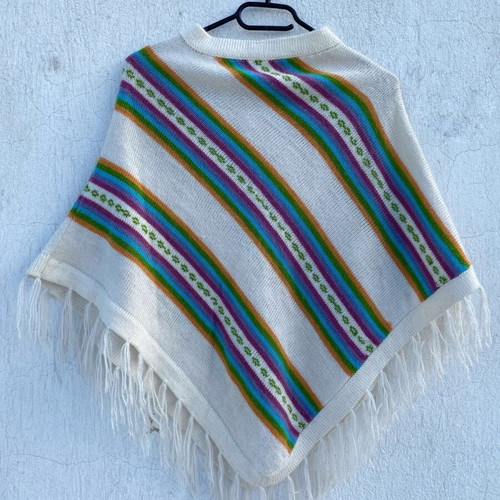 Poncho made of alpaca wool like new, multicolor, one size