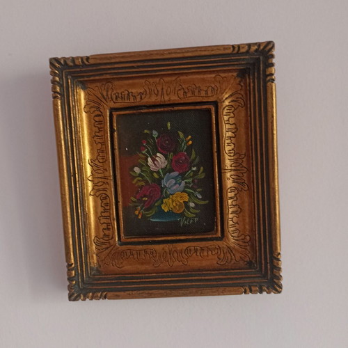 Antique oil paintings 17x15 cm, set of 2