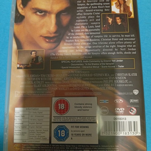 Interview with the Vampire 1994 DVD like new, Greek subtitles, thriller