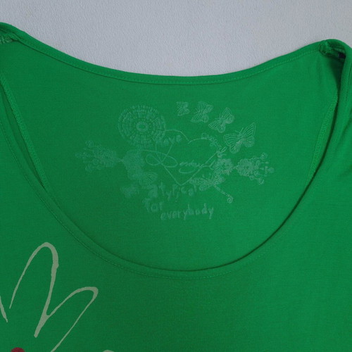 Desigual women's green T-shirt size L used with embroidery, sequins, beads