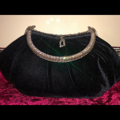 Evening velvet handbag with Swarovski stones new