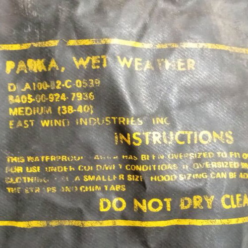 Vietnam War US Army Wet Weather Parka used
