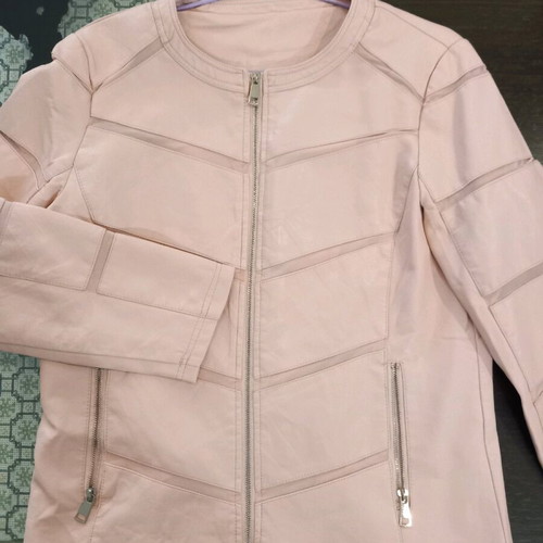 Pink faux leather jacket new, women's size 48 with lining