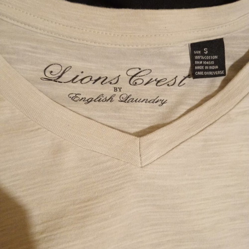 Lions Crest by English Laundry V-neck T-shirt new, S/M, gray, 100% cotton