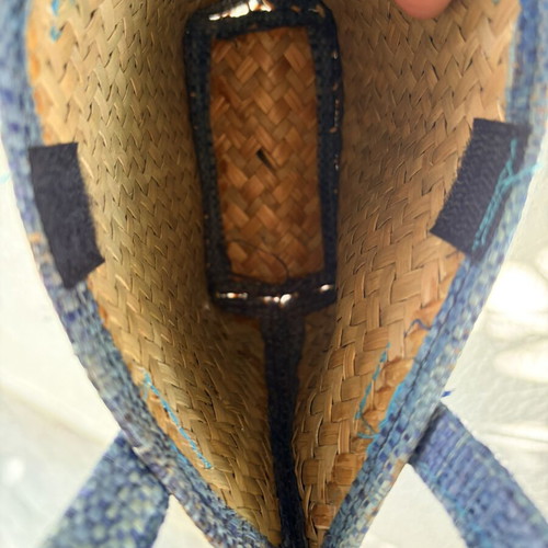 Mini straw handbag used, blue