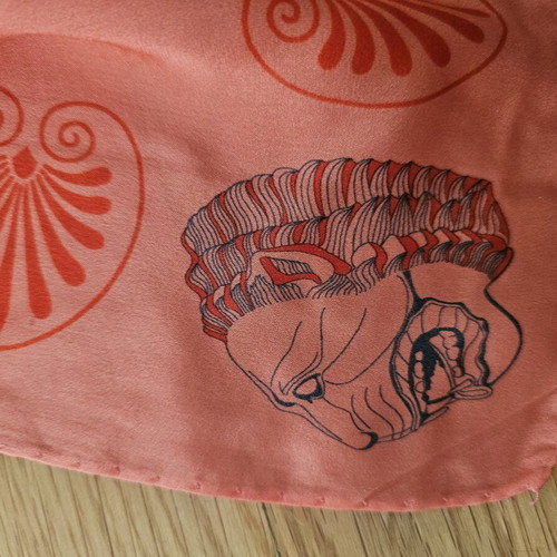 Silk Scarf like new, pink and orange, 2m x 66cm, Acropolis Museum boutique