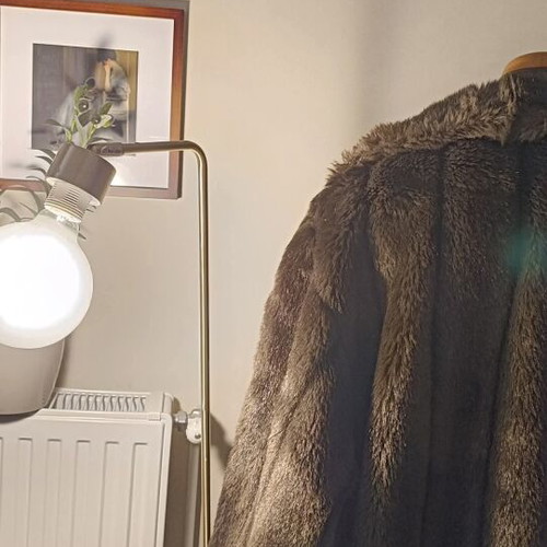 Vintage faux fur coat Louis Feraud large oversized brown like new