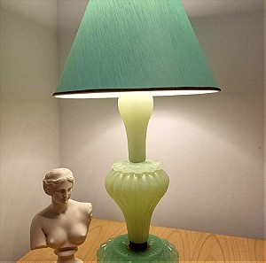 Mid Century  Green Opaline and Glass lamp