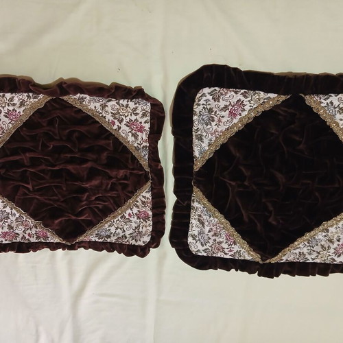Two decorative pillowcases, brown, German origin