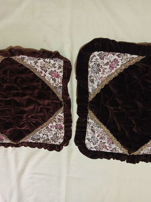 Two decorative pillowcases, brown, German origin