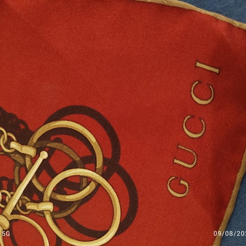 Gucci vintage burgundy silk horsebit square scarf like new