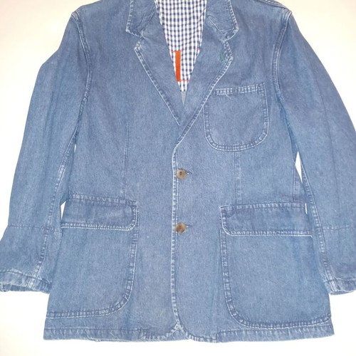 Valentino vintage denim men's jacket with checkered lining, size 40IT