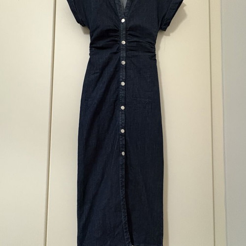 Zara denim midi dress with side zipper and front slit