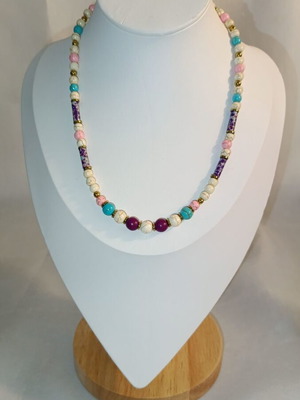 Handmade Necklace Rainbow of the Moon new, white and purple shades