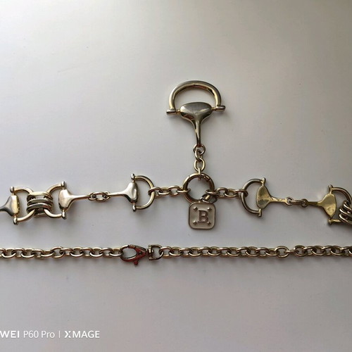 Metal Italian belt used, 80 cm, gold color